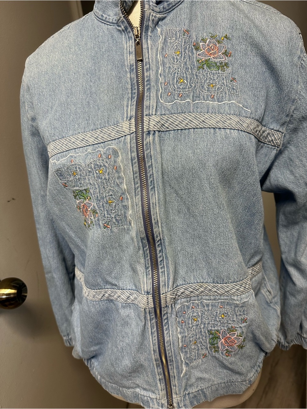 Teddi Light Blue Embroidered Denim Jacket